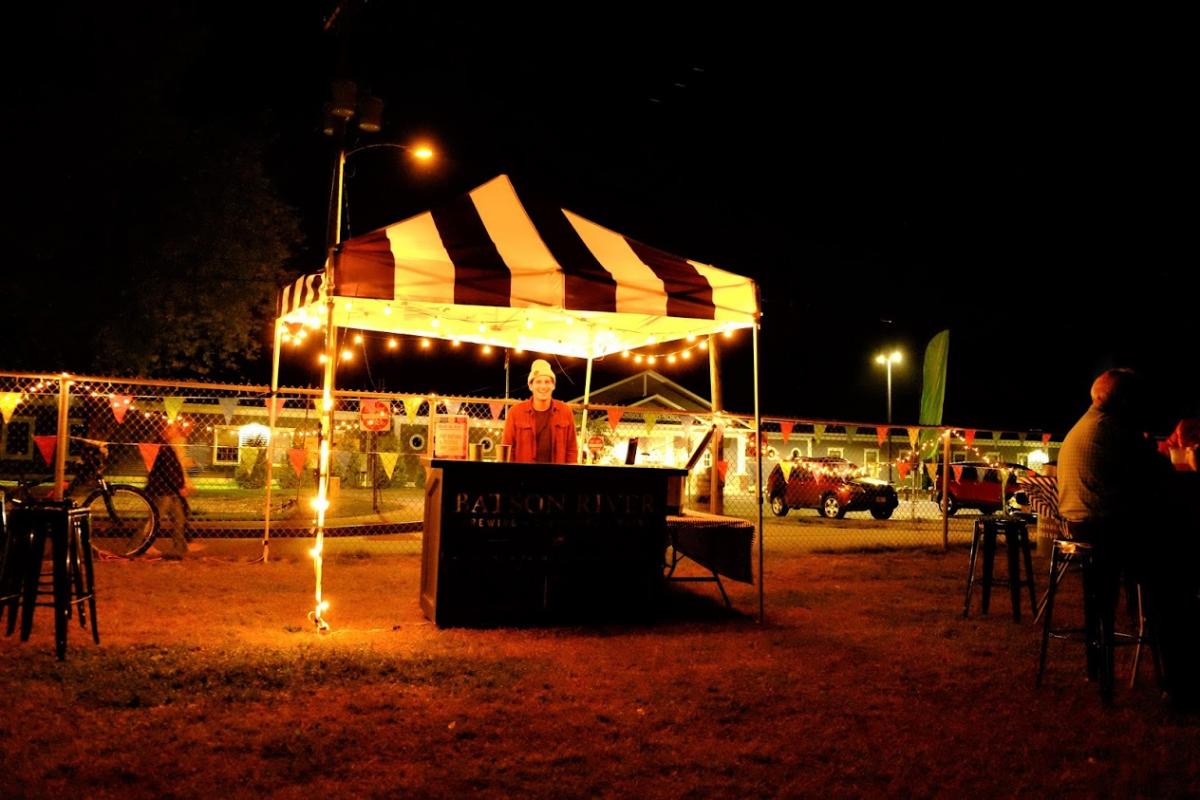 Beer tent at night