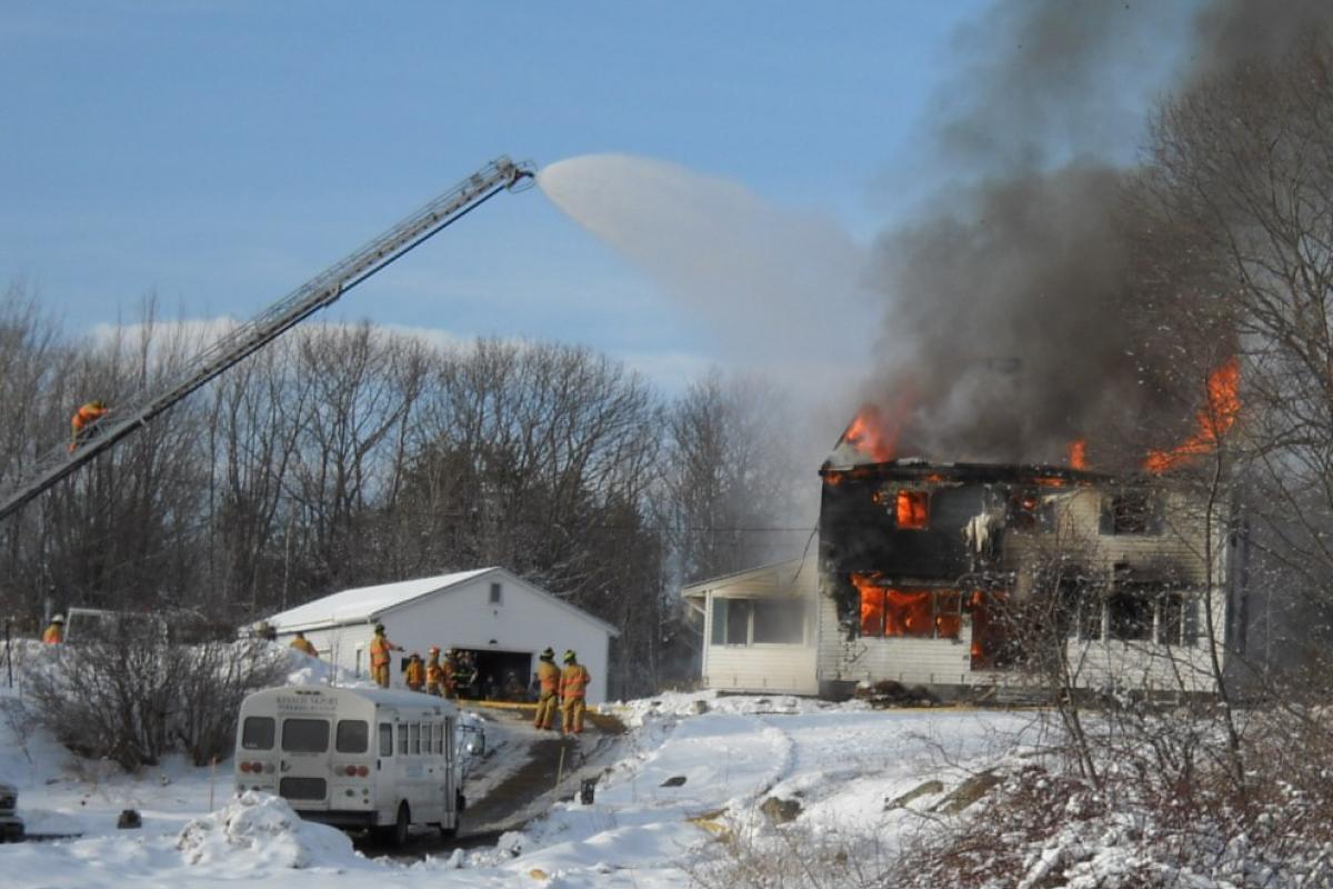 Feb. 2011: Firefighters from Kennebunkport, Kennebunk & Arundel utilized a house at Goose Rocks Beach slated for demolition for live fire training before conducting a controlled burn of the structure.