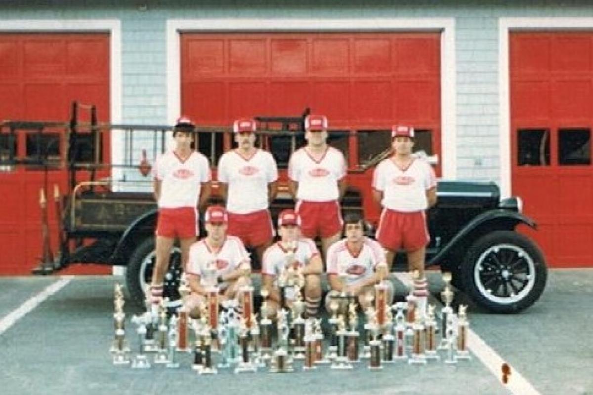 Muster Teams of the Early 1980's: William Smith, Bob Chenard, Henry Beauvais, Eric Smith, Steve Hall (?), Kevin Campbell, and Scott Lantagne represent Goose Rocks.