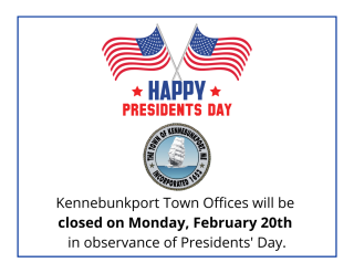 town office closing presidents day